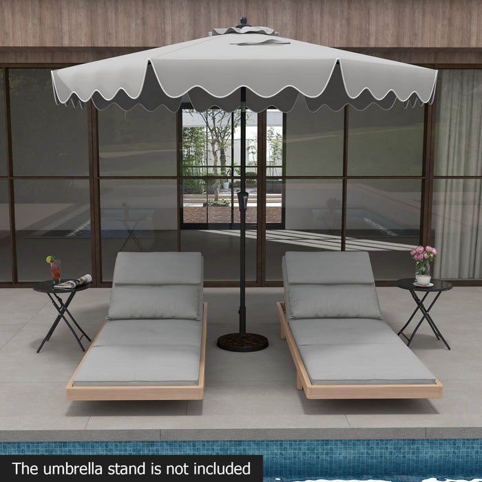Costway Parasol de patio de 9 pieds a 2 niveaux, parasol de table de marche avec toile protectrice solaire gris