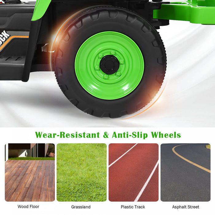 Costway Tracteur A Remorque Electrique 12v Avec Telecommande Et Lumieres Led