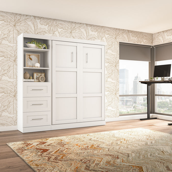 Lit double escamotable mural Pur de Bestar de 84 po avec tiroirs - blanc