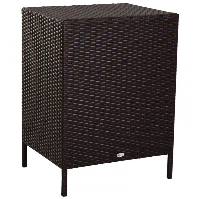 Outsunny 32\" Organisateur De Patio Armoire De Rangement En Osier, En Rotin Salle De Bain Rangement Avec 3 Grands Tiroirs Jardin Au Bord De La Piscineexterieur