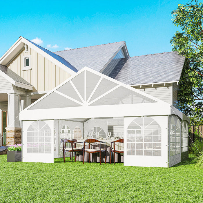 Outsunny Auvent Exterieur, Tente De Fete 20' X 20' Avec Sacs De Transport