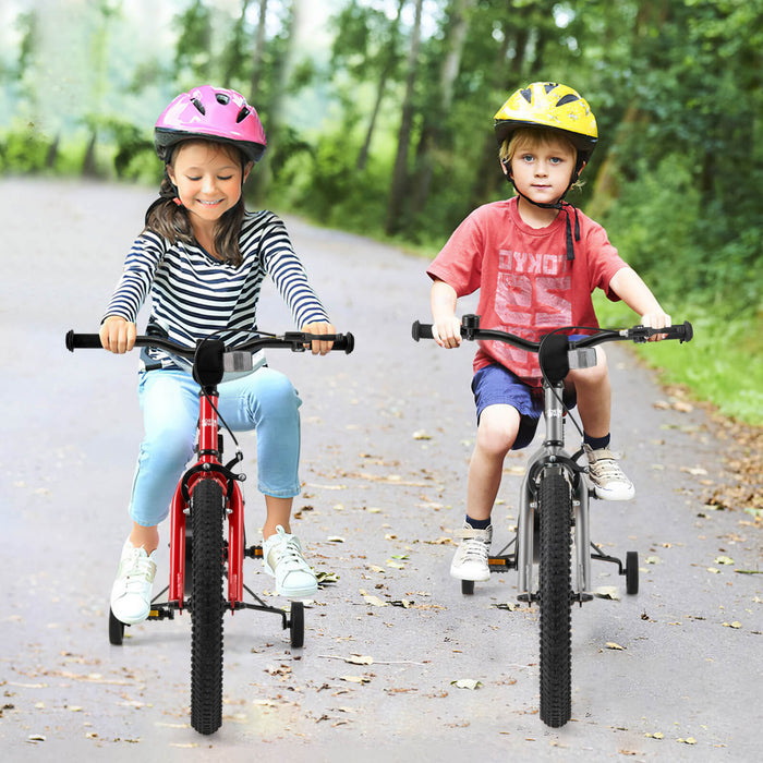 Velo Costway 18 Pouces Pour Enfants De 4 A 8 Ans Avec Selle Reglable Et Guidon Antiderapant Rouge