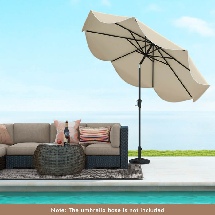 Parasol de patio Costway 9 pieds a deux niveaux de style marche avec manivelle et 8 baleines, beige