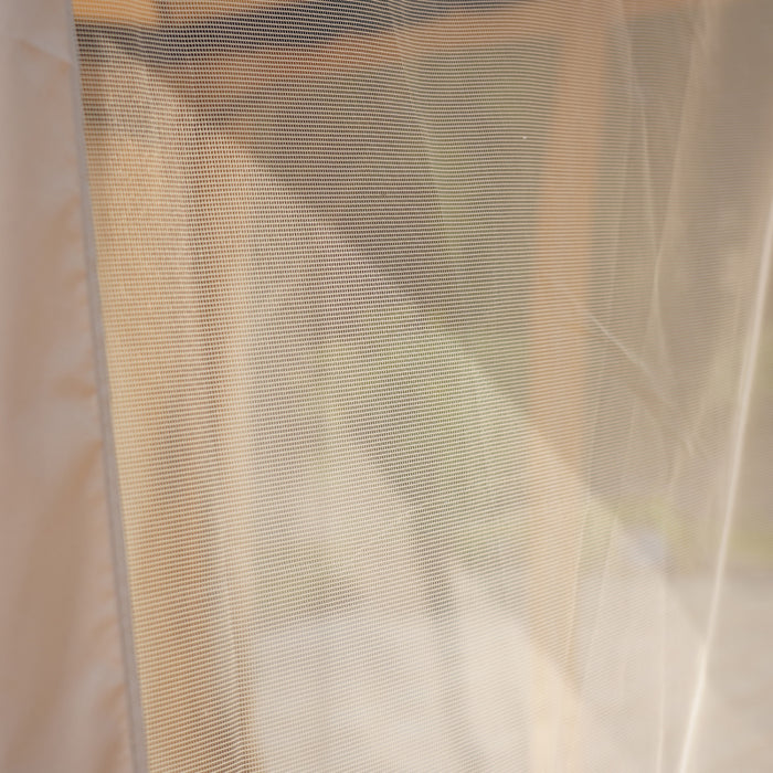 Outsunny 10' X 10' Gazebo Exterieur A Toit Souple Abri De Pavillon Gardem Cadre En Acier Avec Toit Double, Avant-toits, Murs Lateraux En Filet De Pelouse Pare-soleil Beige