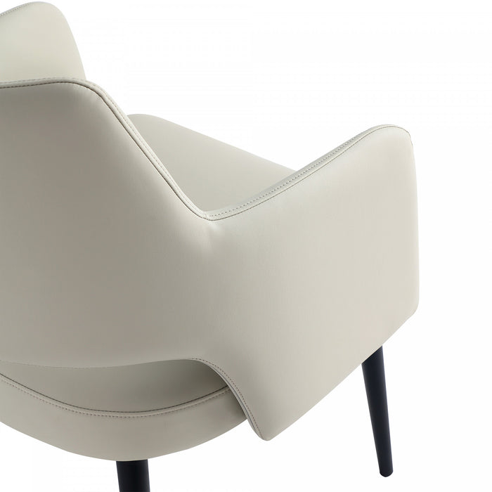 Fauteuil moderne Tremont en cuir vegetalien avec accoudoirs en metal, gris pierre - Lot de 2