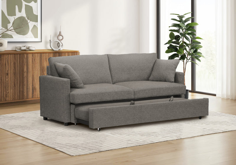 Canape Lit Convertible, 78\" Longueur, Tissu Marron Clair, Contemporain, Moderne