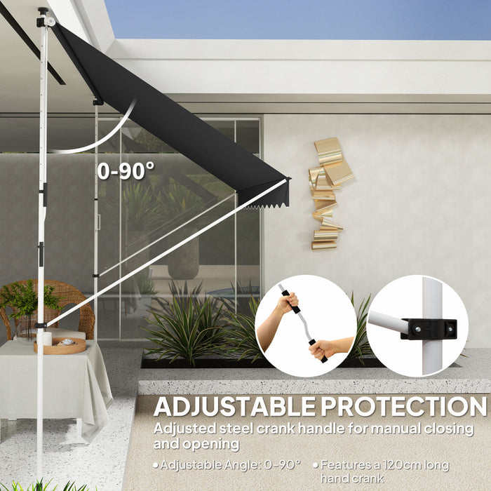 Outsunny Auvent Retractable 300x150 cm, Abri de Patio Resistant aux UV et a l'Eau, Noir