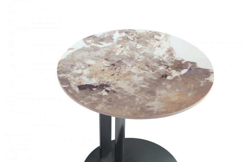 Table d’appoint moderne glamour Alondra avec plateau en pierre frittee noire