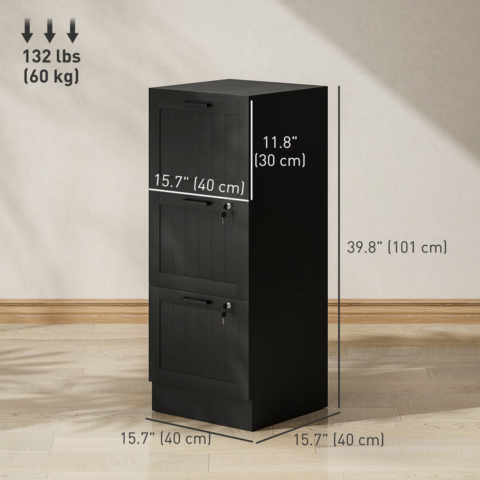 HOMCOM Classeur a 3 tiroirs avec serrure pour lettre A4, Noir