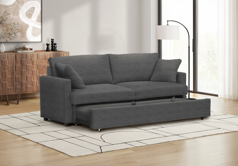 Canape Lit Convertible, 78\" Longueur, Tissu Gris Fonce, Contemporain, Moderne