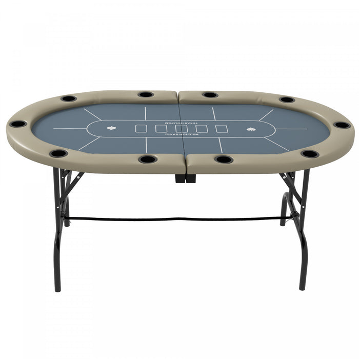 Table de poker pliable Soozier 178 cm, pour 8 joueurs, design Blackjack, Bleu