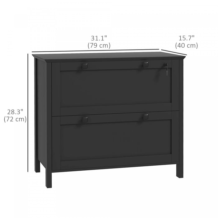 HOMCOM Classeur a 2 tiroirs avec serrure et barre de suspension reglable