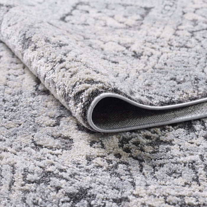 Carpette Darius grise à motif de diamants rétro - 6 pi 7 po x 9 pi 6 po