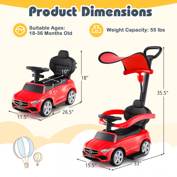 Costway Kids Ride On Push Car Mercedes-benz License 3-en-1 Voiture Coulissante Rouge