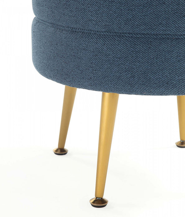 Bailey Pouf d’Appoint Rembourre Style Mid-Century Moderne en Bleu