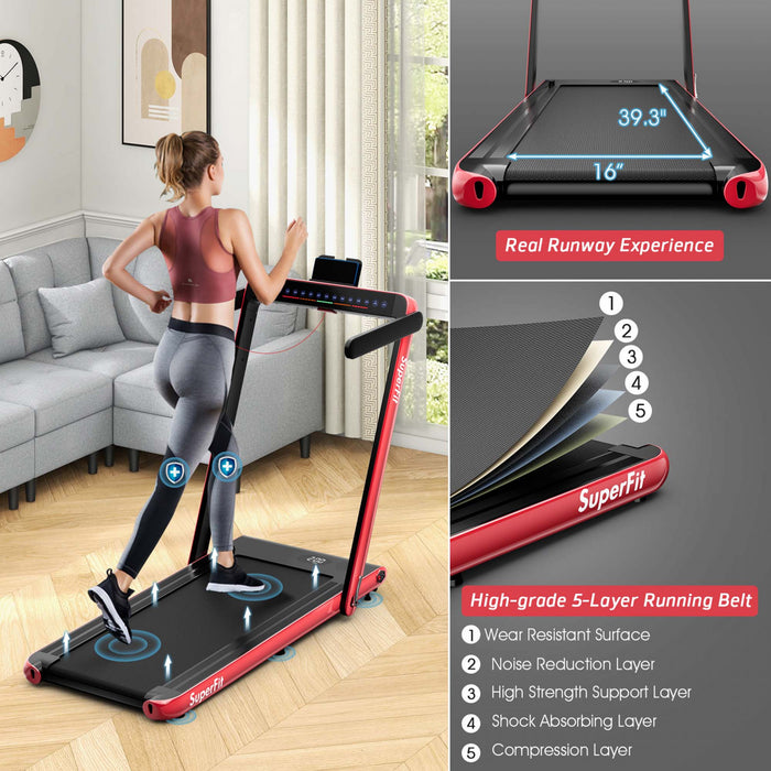 Tapis De Course Pliable 2 En 1superfit – Moteur 2,25 Cv – Double Ecran – Haut-parleur Bluetooth