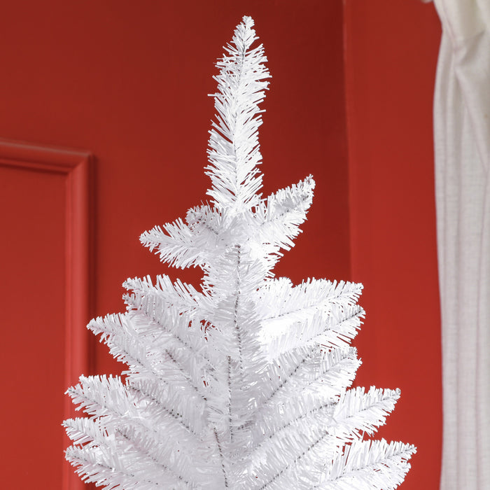Homcom Arbre De Noel Artificiel De 7pi De Haut Avec Base En Acier, Blanc