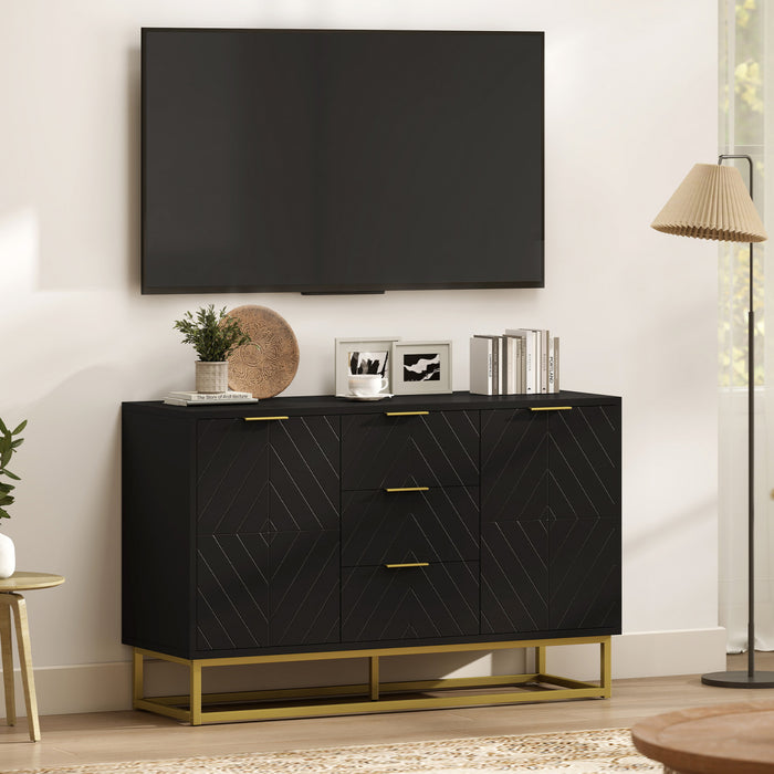 HOMCOM Meuble de Rangement 3 Tiroirs Buffet pour Salle a Manger, Salon
