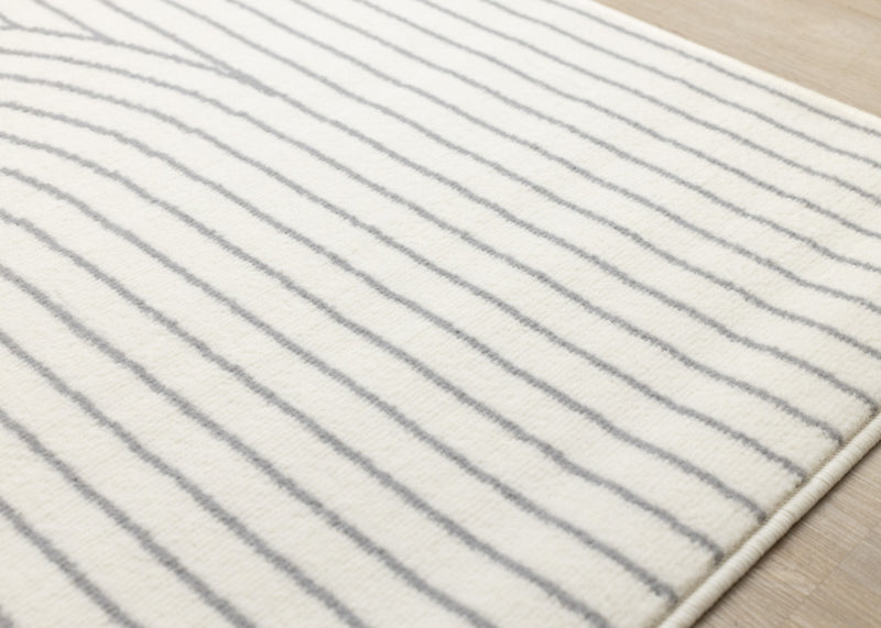 Carpette Forte blanche et grise à motif d’arches courbées pour l’intérieur - 4 pi 7 po x 6 pi 7 po