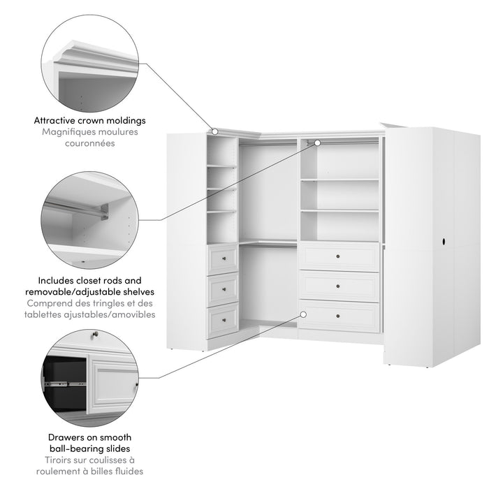 Organisateur de pièce-penderie en forme de U Versatile de Bestar de 108 po (L) - blanc