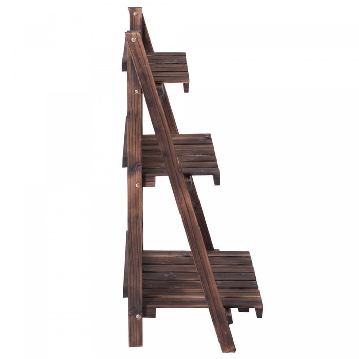 Costway 3 Niveaux Exterieur Bois Conception Pot De Fleurs Etagere Stand Pliant Affichage Etagere Jardin