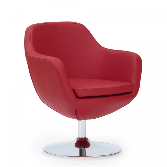 Fauteuil lounge pivotant moderne Caisson en tissu rouge - Lot de 2