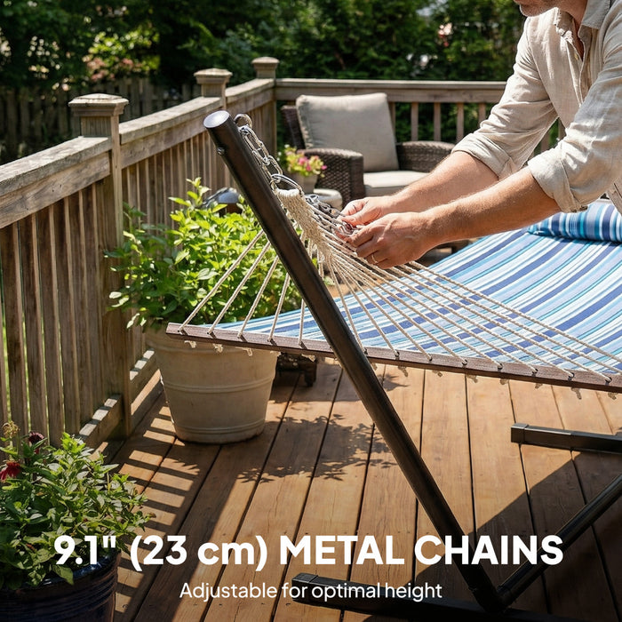 Outsunny Hamac avec Support Robuste 353 cm, Bleu et Blanc