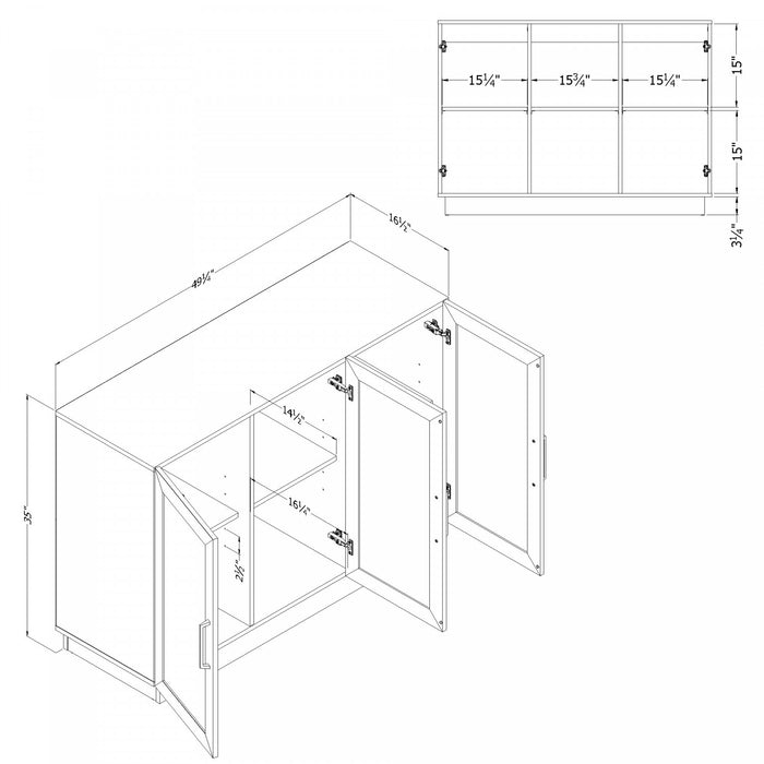 Arum Buffet contemporain pour salle à manger 3 portes avec portes Chêne noir et Frêne naturel, de Meubles South Shore
