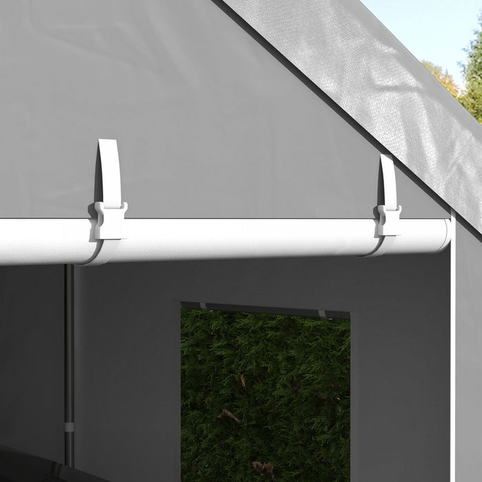 Outsunny 10' X 20' Carport, Abri De Voiture Avec 6 Fenetres Et 2 Portes