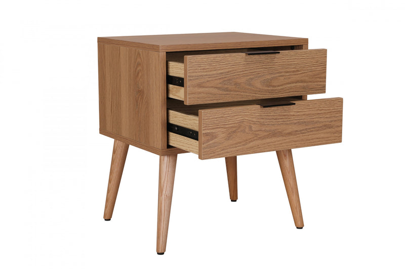 Table De Nuit Flashby Avec 2 Tiroirs - Faux Bois Naturel