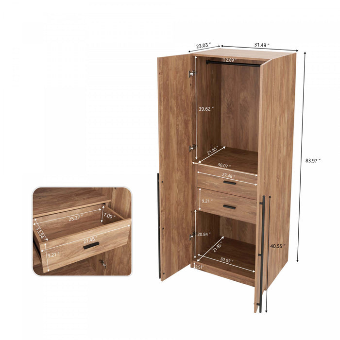 Armoire moderne Lee 2 portes en brun dore