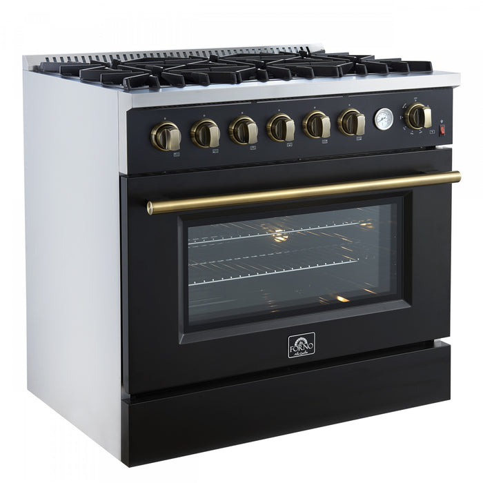 Cuisiniere a gaz Marco 36 pouces noire, 4,32 pi³ – FFSGS6277-36BLK
