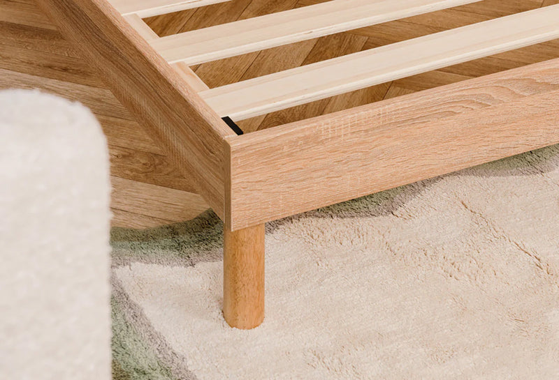 Cadre de grand lit plateforme Smart Base Essential en métal - naturel