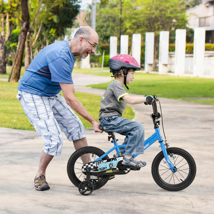 Costway 14\" Velo D'entrainement Pour Enfants Avec Roues D'entrainement Amovibles Pneumatiques Navy