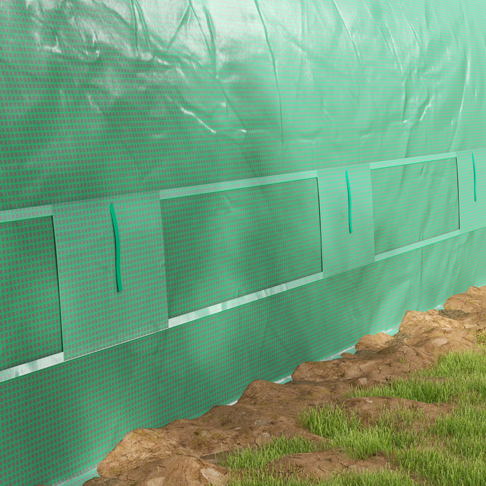 Outsunny Serre Tunnel 19,5' X 10' Avec Structure Amelioree, Porte Grillagee