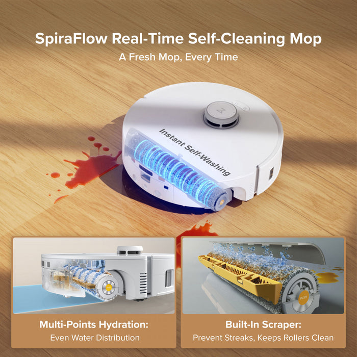 Roborock Qrevo Curv 2 Flow Aspirateur robot et vadrouille, rouleau autonettoyant SpiraFlow, 20 000 Pa, Zero-Tangle