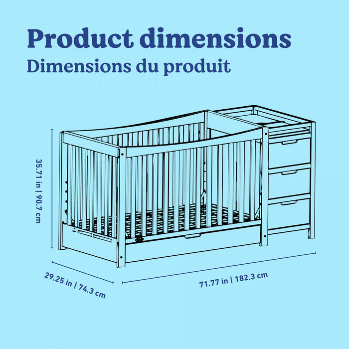 Graco Remi Lit de bebe convertible 4-en-1 avec table a langer - Espresso