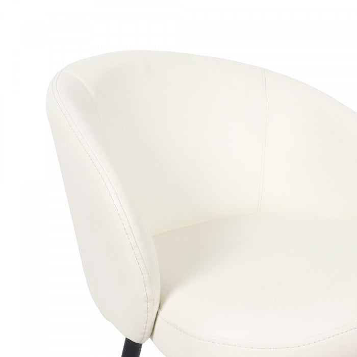 Chaise laterale moderne contemporaine Looma en cuir vegetalien et metal, ivoire - Lot de 2