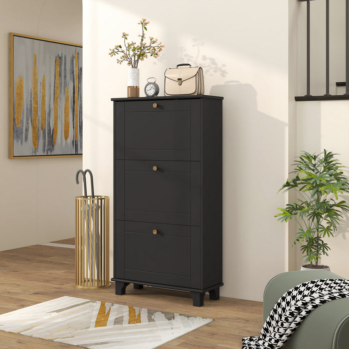 HOMCOM Armoire a chaussures avec 3 tiroirs rabattables pour 12 paires, noir