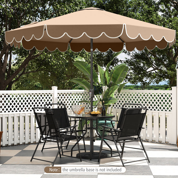 Parasol de patio Costway 10 FT avec reglage d'inclinaison a manivelle, bordures, haut ventile, 8 baleines, marron
