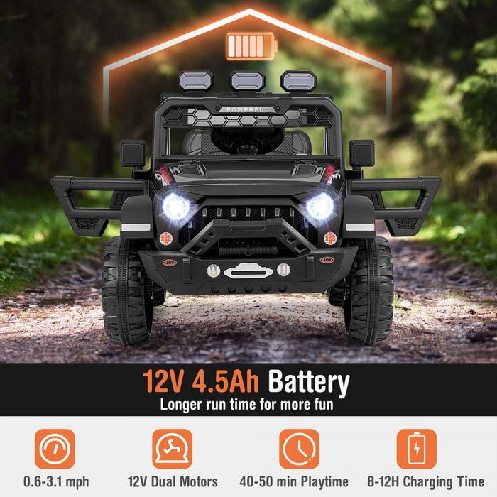 Costway 12v Enfants Roulent Sur Le Camion Avec 2 * 12v Moteurs Suspension De Ressort Et Telecommande Noir