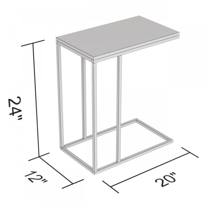 Table de bout en forme de C de 19 po avec armature en métal - bois recyclé brun