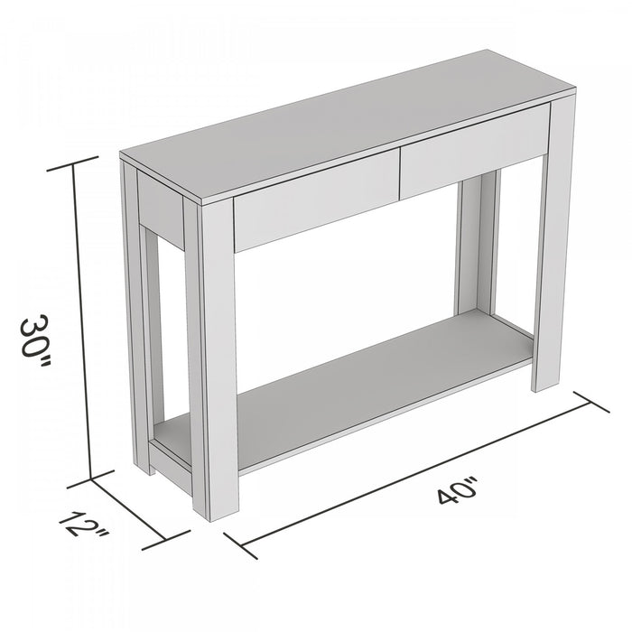 Console de 40 po avec 2 tiroirs et tablette - cappuccino 