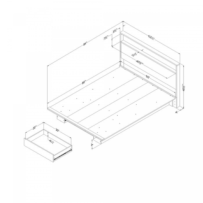  Ensemble de lit plateforme double Primo avec tête de lit - chêne noir