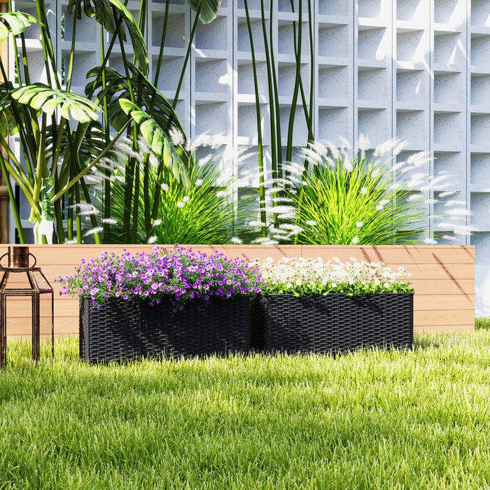 Outsunny Lot De 2 Jardinieres A Balustrade, Pots De Fleurs Suspendus, Noir