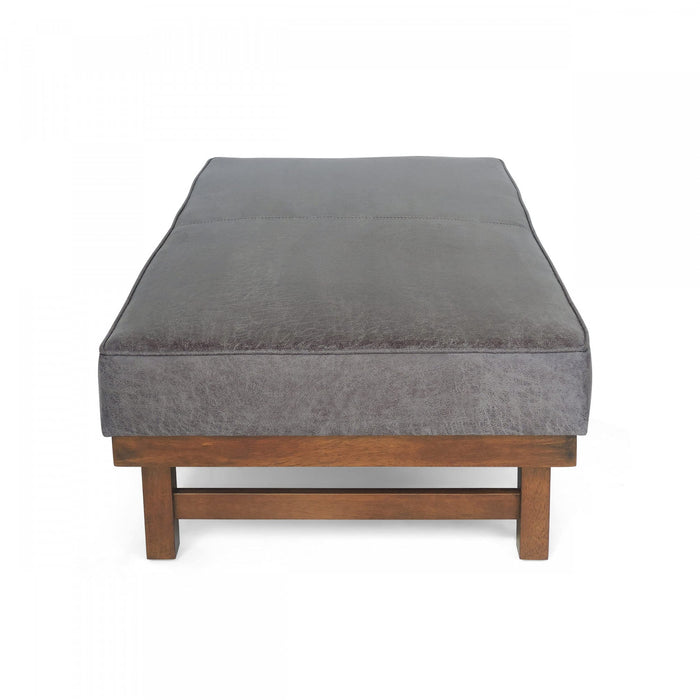 Grande Table Basse Ottoman Harrison en Similicuir avec Fonction de Rangement - Gris