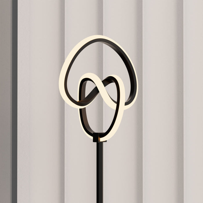 Lampe à pied à conception circulaire tordue à DEL de 58 po noir mat