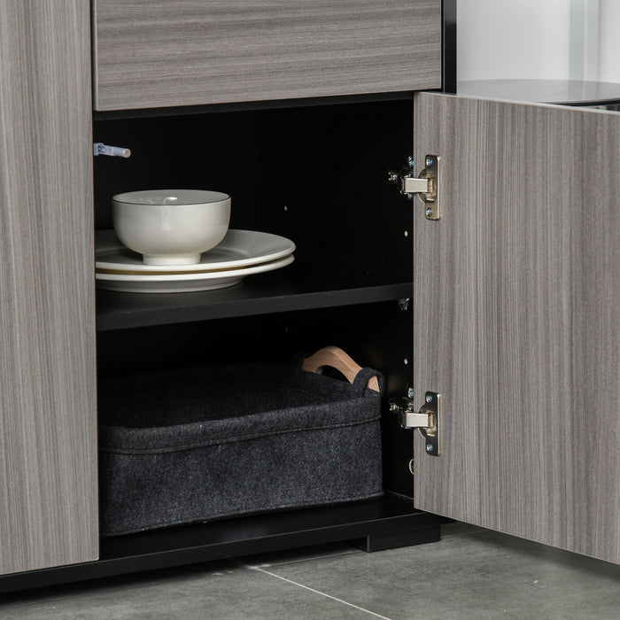 HOMCOM Buffet Haut Brillant Tiroirs Armoire Rangement Cuisine