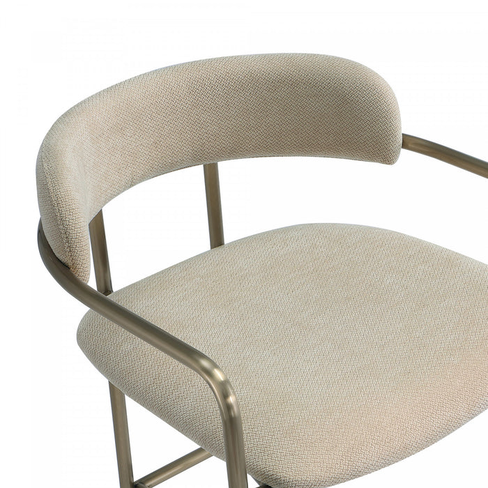 Tabouret de bar en metal rembourre style mid-century moderne Serene, coloris taupe