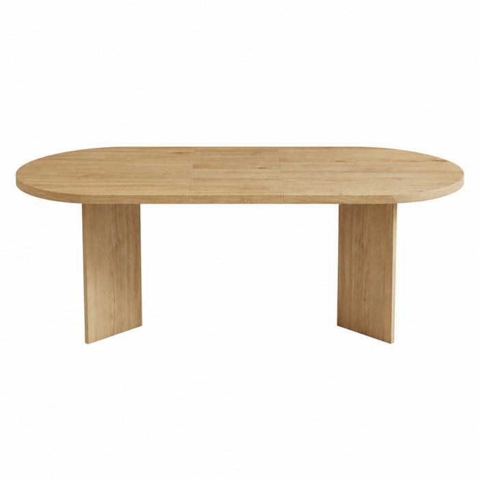 Ovalux Table a Manger Ovale Moderne 79 po avec Base a Double Piedestal et Finition Bois, Chene